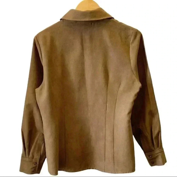 Urban Cotton Western Shirt Faux Suede Long Sleeve Button Front Brown Large - Picture 2 of 16